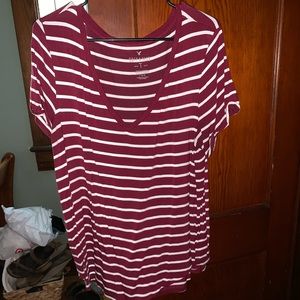 Maroon and white AE shirt